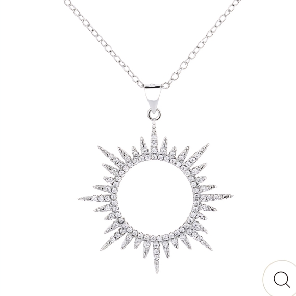 STUNNING SUNBURST PENDANT WITH SWAROVSKI CRYSTALS 14ktor Platinum/Rhodium Plated - Picture 3 of 6